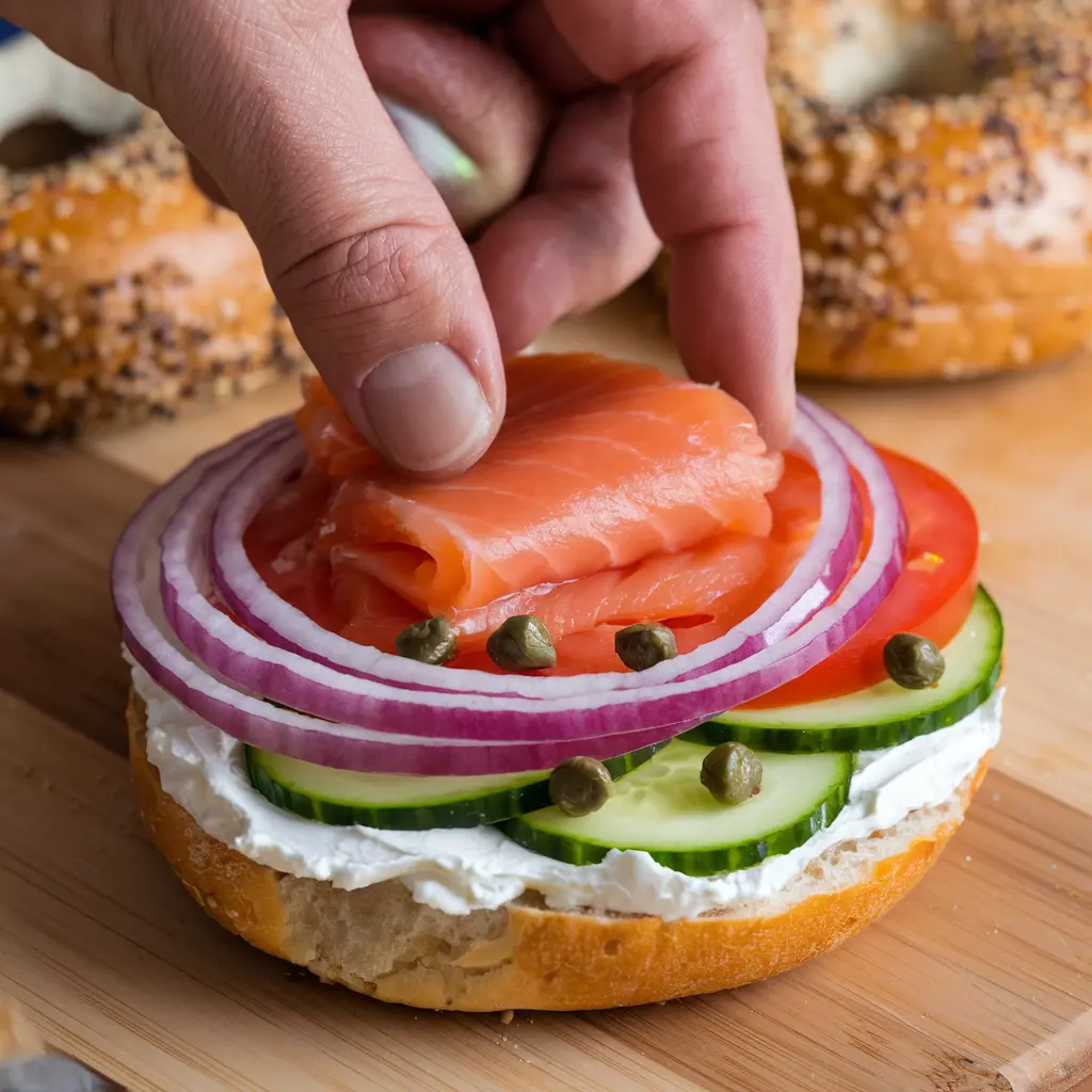 step 5 to make bagel with cream cheese